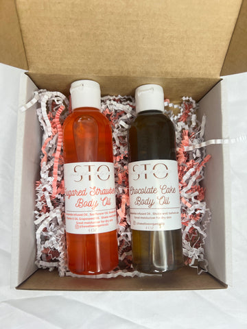 Chocolate & Strawberry Body Oil Set